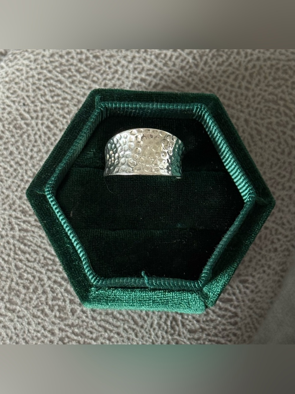 S925 Hammered Wide Silver Band Ring